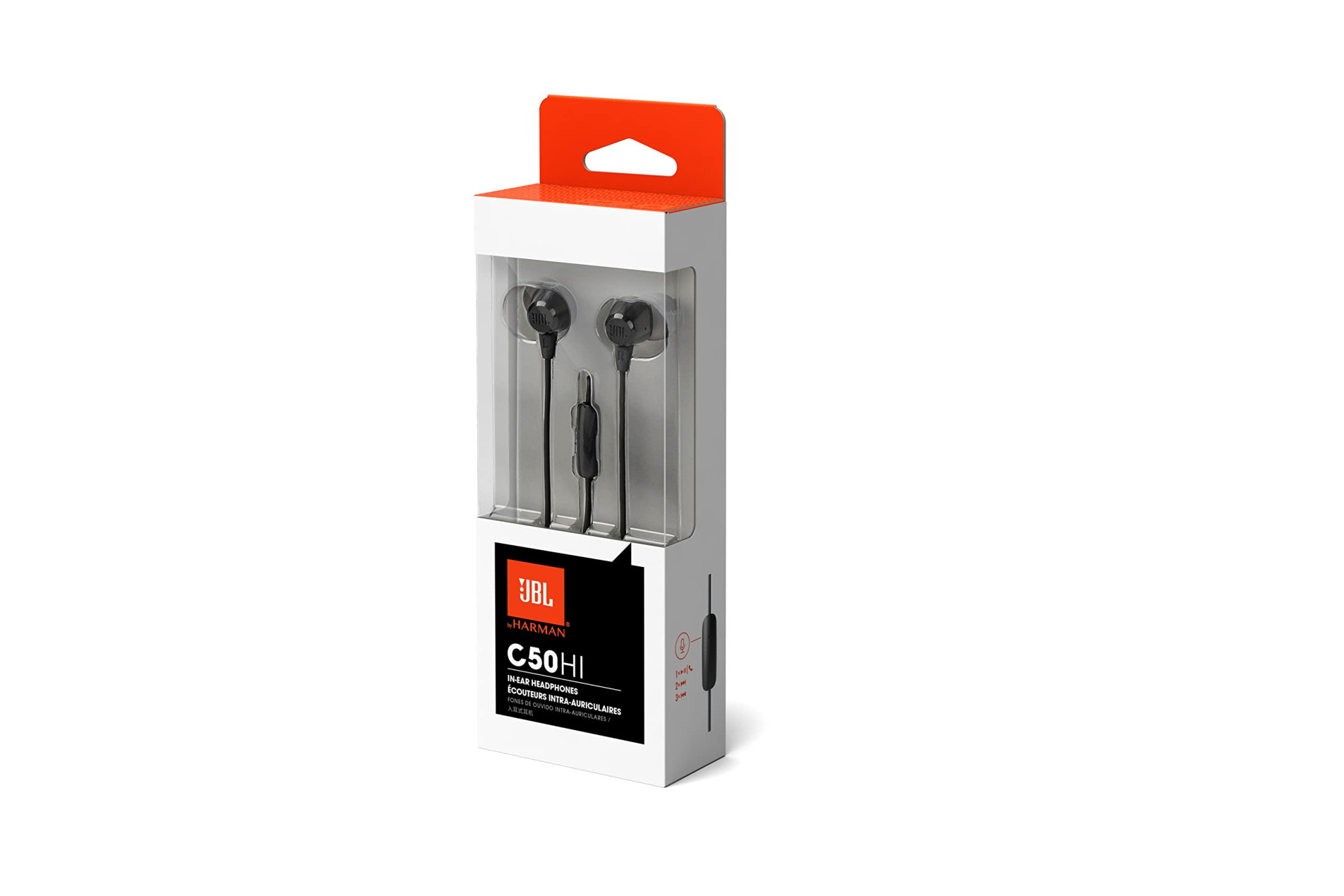 JBL C50HI Wired in Ear Headphones with Mic One Button Multi-Function Remote Lightweight  Comfortable fit Black
