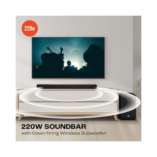 JBL Cinema SB271, Dolby Digital Soundbar with Wireless Subwoofer for Extra Deep Bass, 2.1 Channel Home Theatre with Remote, HDMI ARC, Bluetooth & Optical Connectivity (220W)