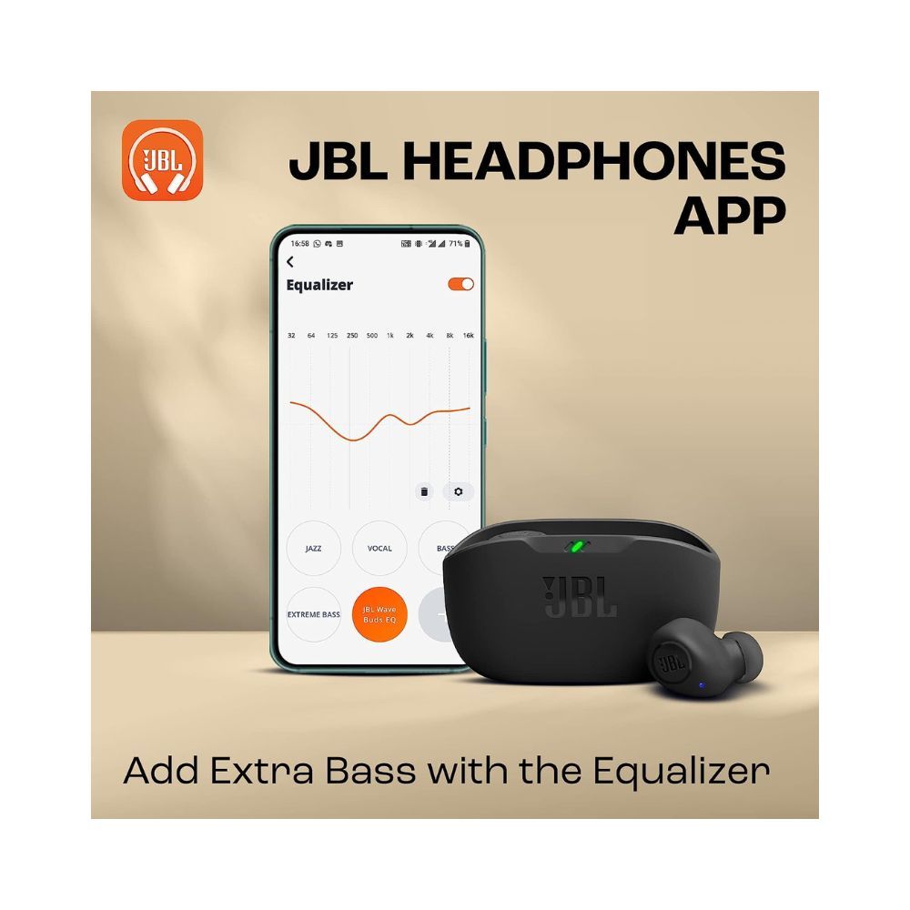 JBL Wave Buds in-Ear Earbuds (TWS) with Mic,Extra 3 Months Warranty (Black)