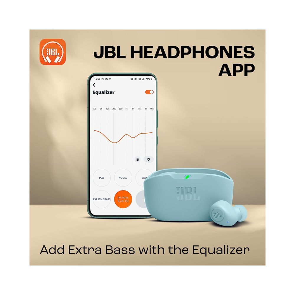 JBL Wave Buds in-Ear Earbuds (TWS) with Mic,Extra 3 Months Warranty (Mint)