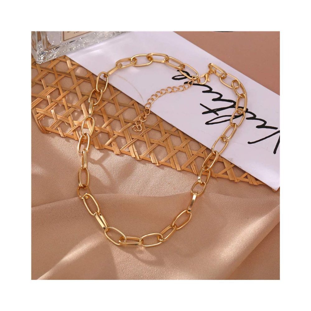 Jewels Galaxy Glitzy Bold Chain Gold Plated Necklace For Women/Girls