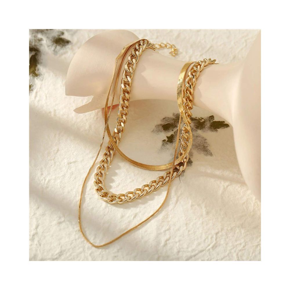 Jewels Galaxy Ravishing Babygirl Gold Plated Multi Strand Necklace For Women/Girls