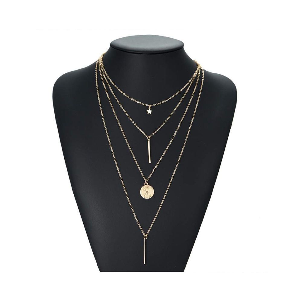 Jewels Galaxy Stylish Multi Layered Gold Plated Stunning Necklace for Women/Girls