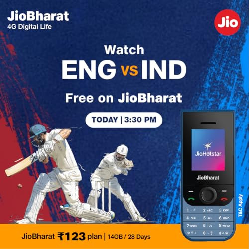 JioBharat V3 4G Phone with JioTV JioHotstar UPI JioSoundPayJioSaavn Long Lasting Battery LED Torch Digital Camera  Blue  Locked for JioNetwork