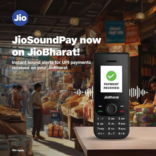 JioBharat V3 4G Phone with JioTV JioHotstar UPI JioSoundPayJioSaavn Long Lasting Battery LED Torch Digital Camera  Black  Locked for JioNetwork