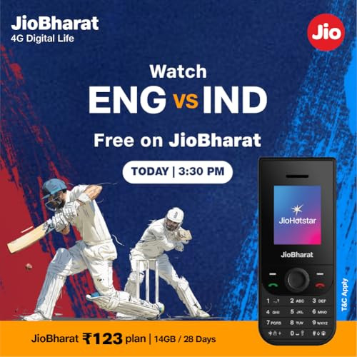 JioBharat V3 4G Phone with JioTV JioHotstar UPI JioSoundPayJioSaavn Long Lasting Battery LED Torch Digital Camera  Black  Locked for JioNetwork