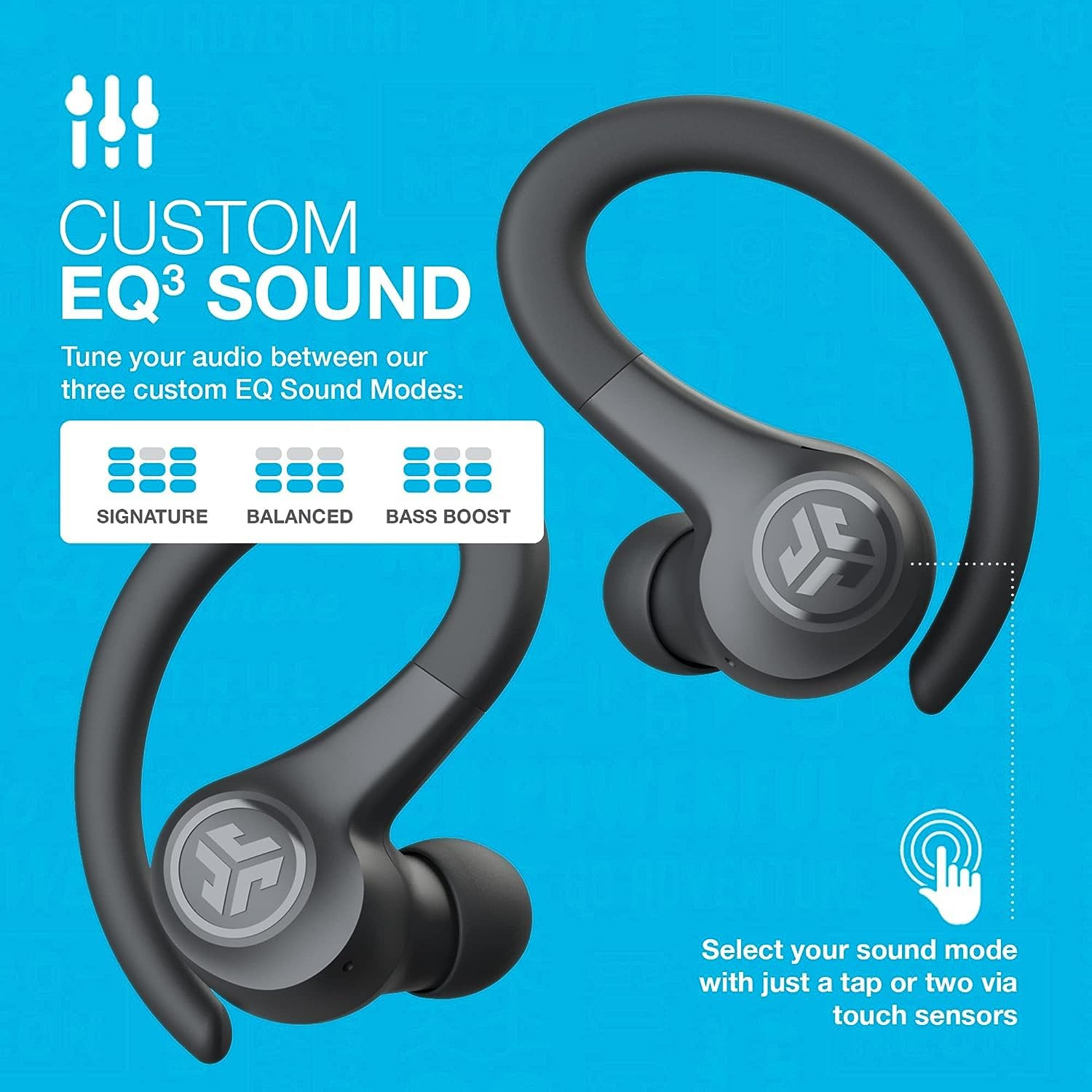 JLab Go Air Sport TWS Sports Earbuds - Bluetooth Earphones True Wireless 32 Hour Playtime Gym Headphones Running  Workout in Ear Buds with Ear Hooks C3 Clear Calling EQ3 Sound Graphite