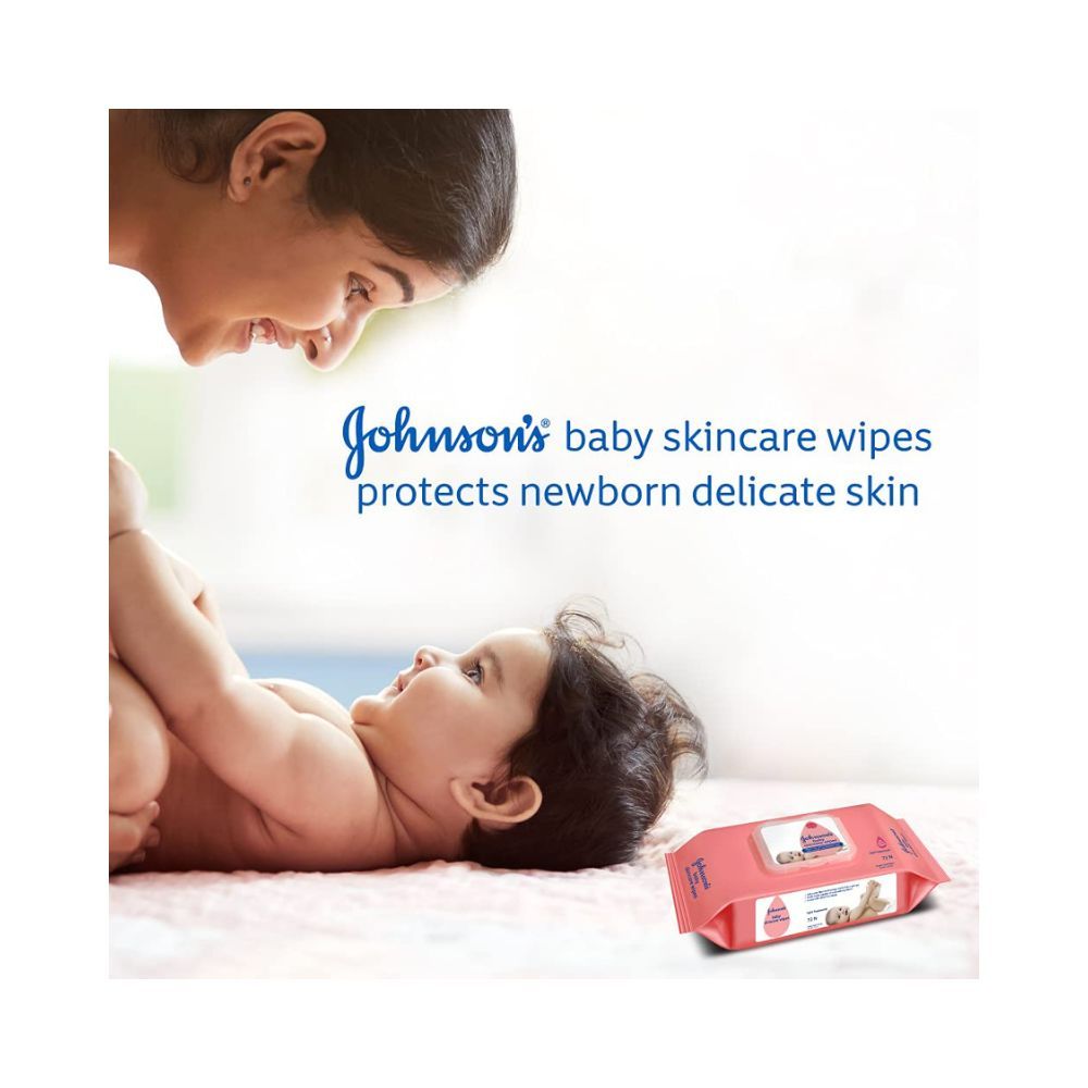 Johnson's Baby Skincare Wipes with Lid, 72s Twin Pack (Buy 2 Get 1 Free) (432 Wet Wipes), White