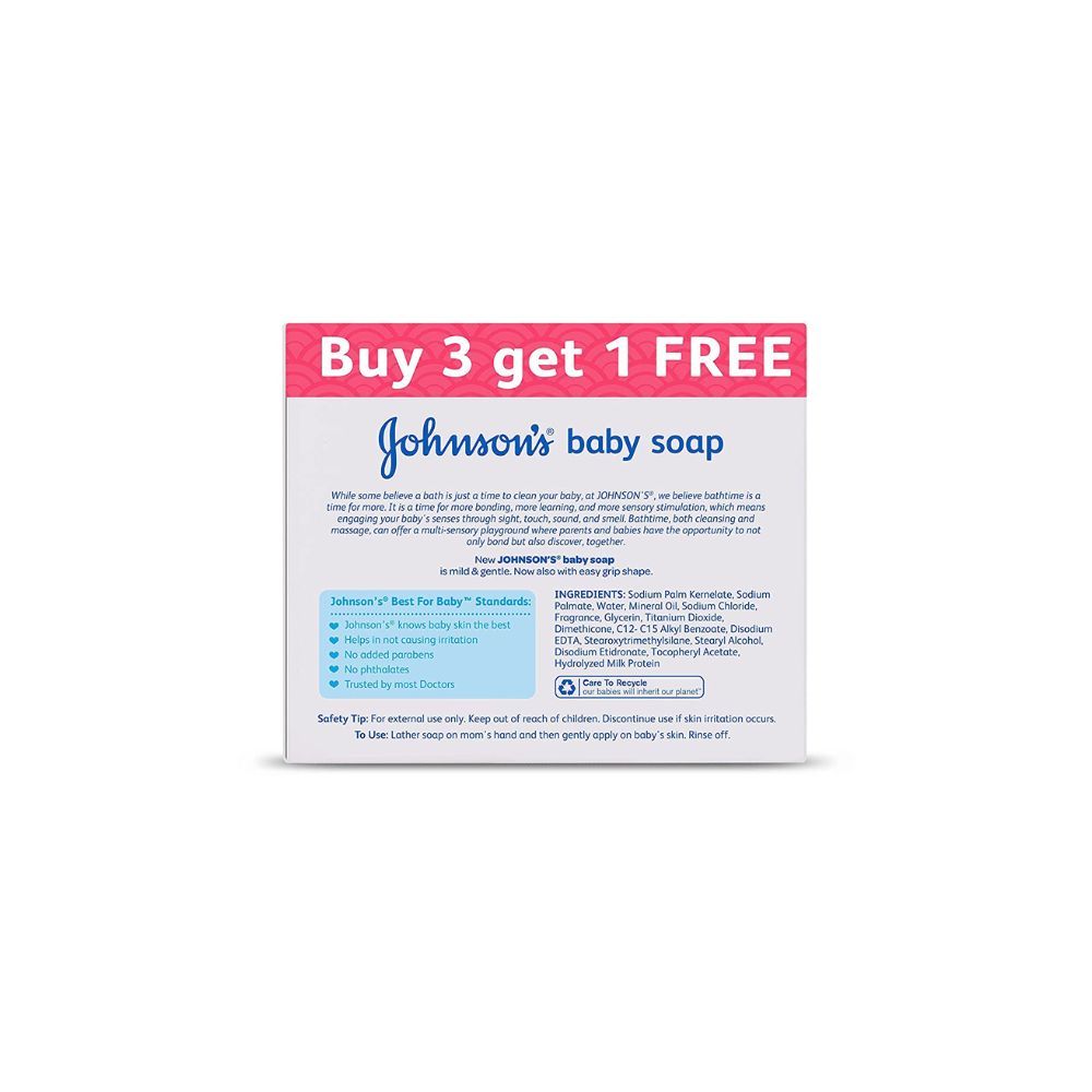 Johnson's Baby Soap For Bath Combo Offer Pack, 100g (Buy 3 Get 1 Free)