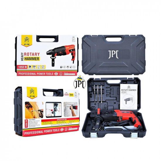 JPT 1050W 26MM Corded Variable Speed Sds-Plus Concrete/Masonry Rotary Hammer/Chipping Drill with Carrying Case, Blue;Black