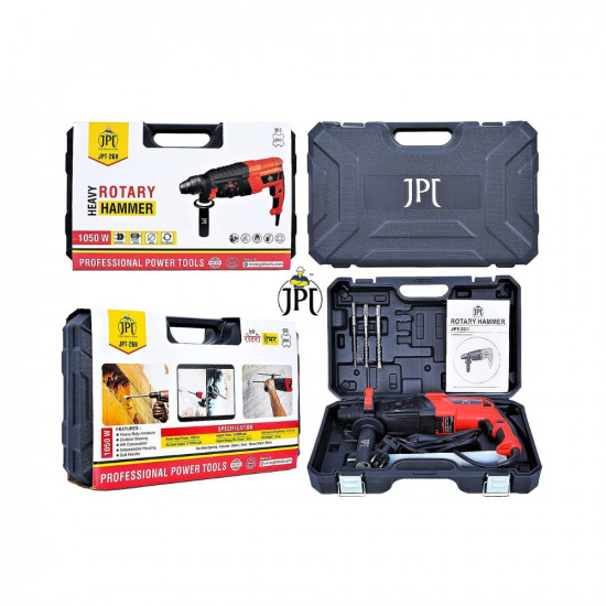 JPT 1050W 26MM Corded Variable Speed Sds-Plus Concrete/Masonry Rotary Hammer/Chipping Drill with Carrying Case, Blue;Black