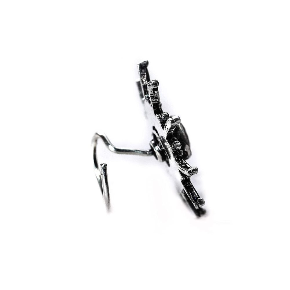 JSAJ Stone Nose Pin Wire Nose Pin in Pure 92.5 Sterling Silver