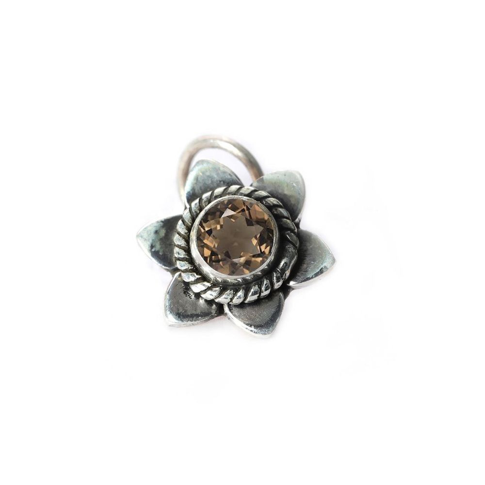 JSAJ Stone Nose Pin Wire Nose Pin in Pure 92.5 Sterling Silver