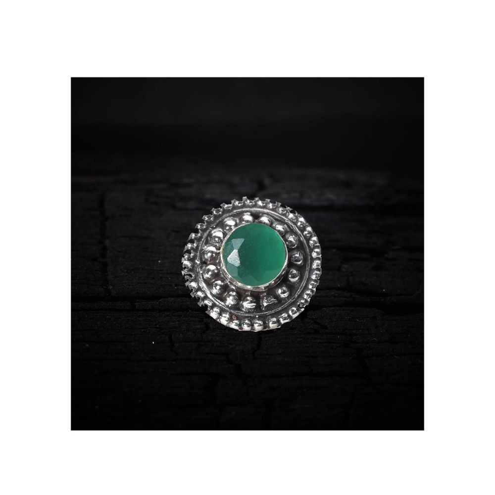 JSAJ Stone Nose Pin Wire Nose Pin in Pure 92.5 Sterling Silver
