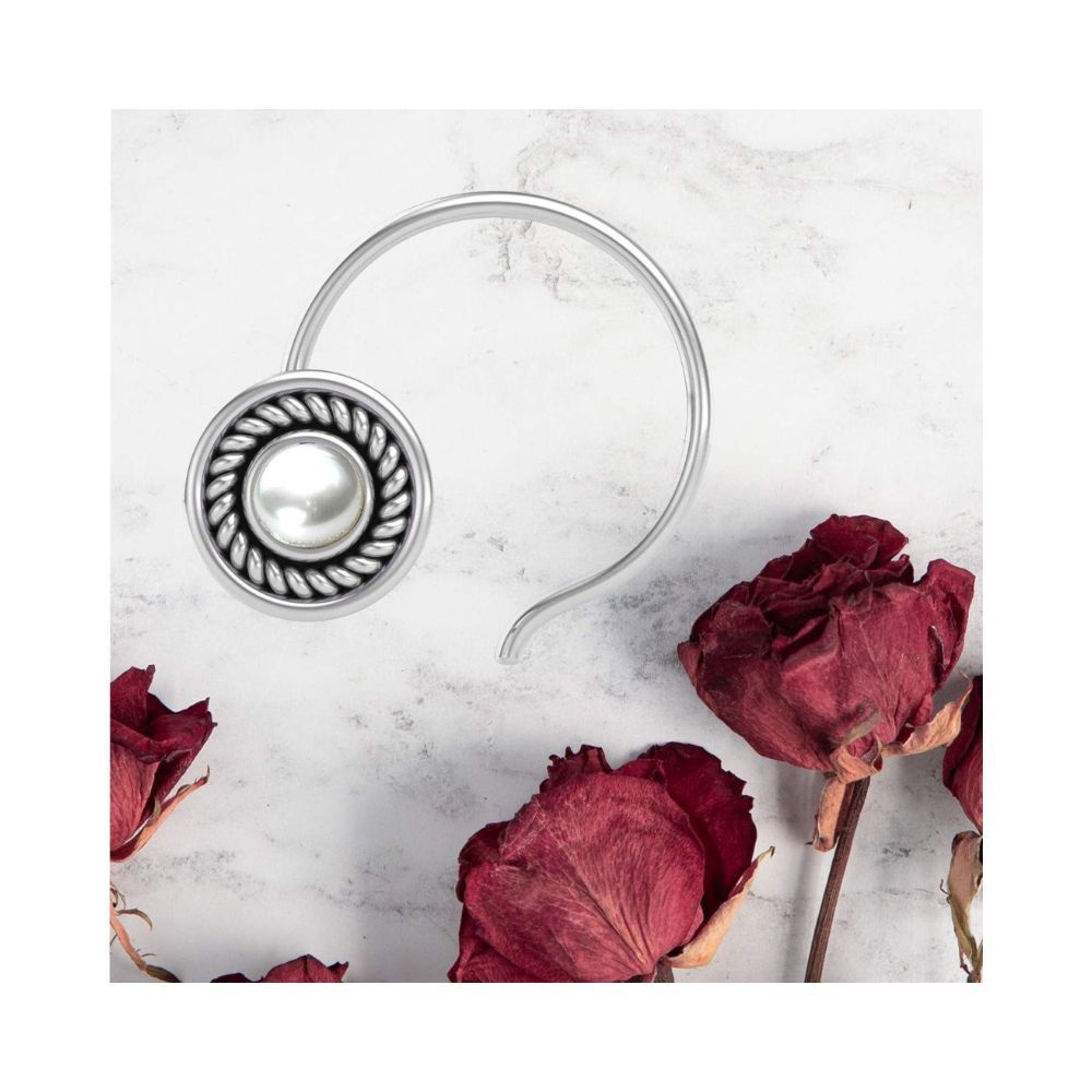 JSAJ Stone Nose Pin Wire Nose Pin in Pure 92.5 Sterling Silver