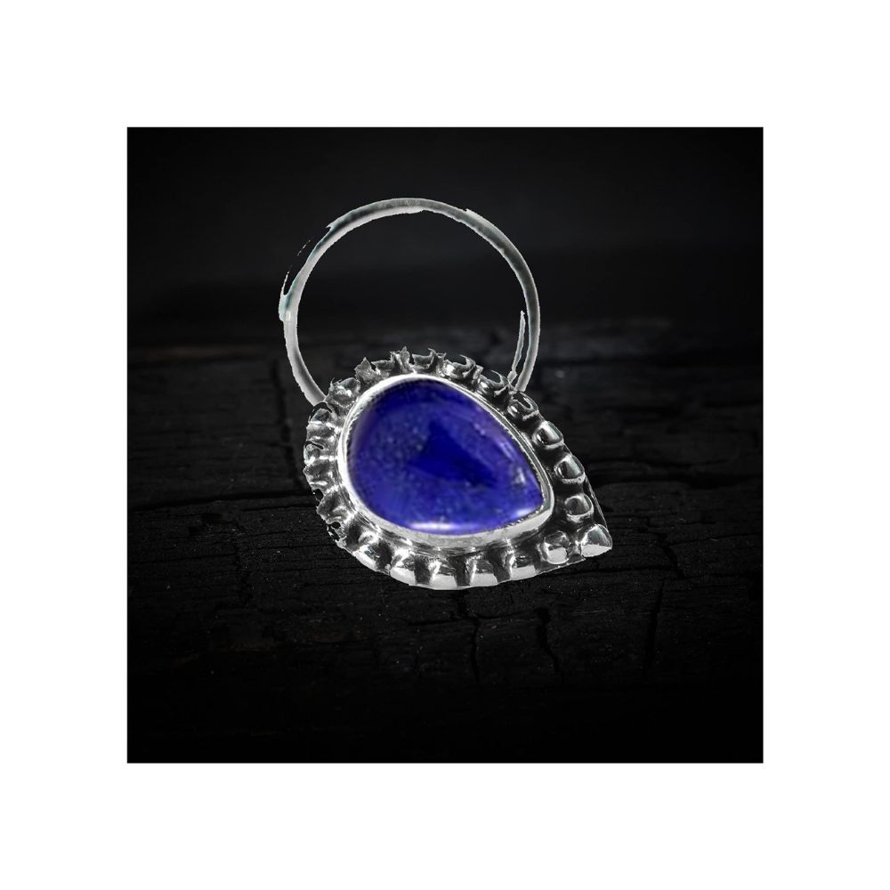 JSAJ Stone Nose Pin Wire Nose Pin in Pure 92.5 Sterling Silver