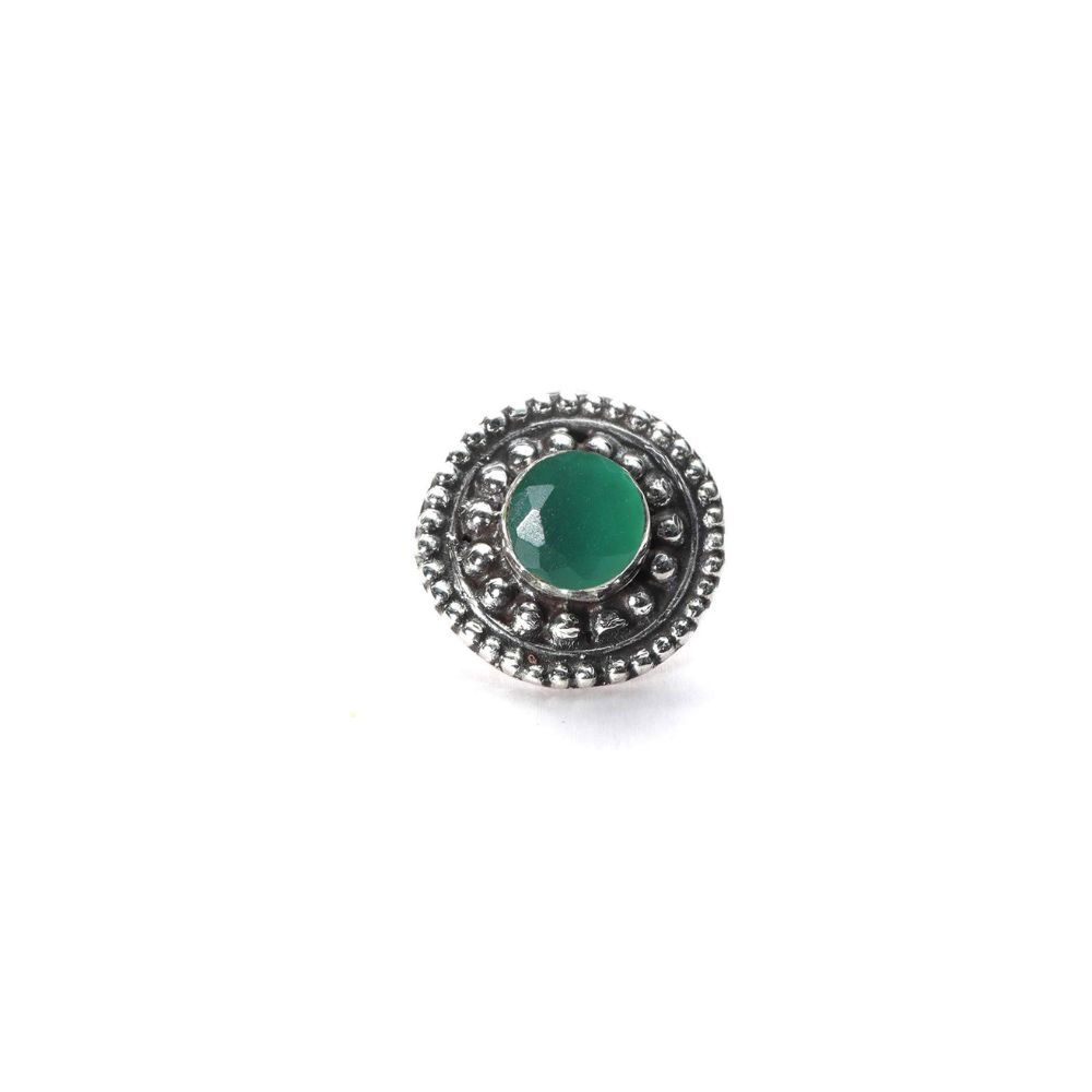 JSAJ Stone Nose Pin Wire Nose Pin in Pure 92.5 Sterling Silver