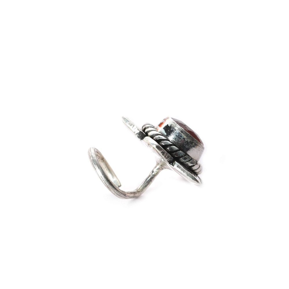 JSAJ Stone Nose Pin Wire Nose Pin in Pure 92.5 Sterling Silver