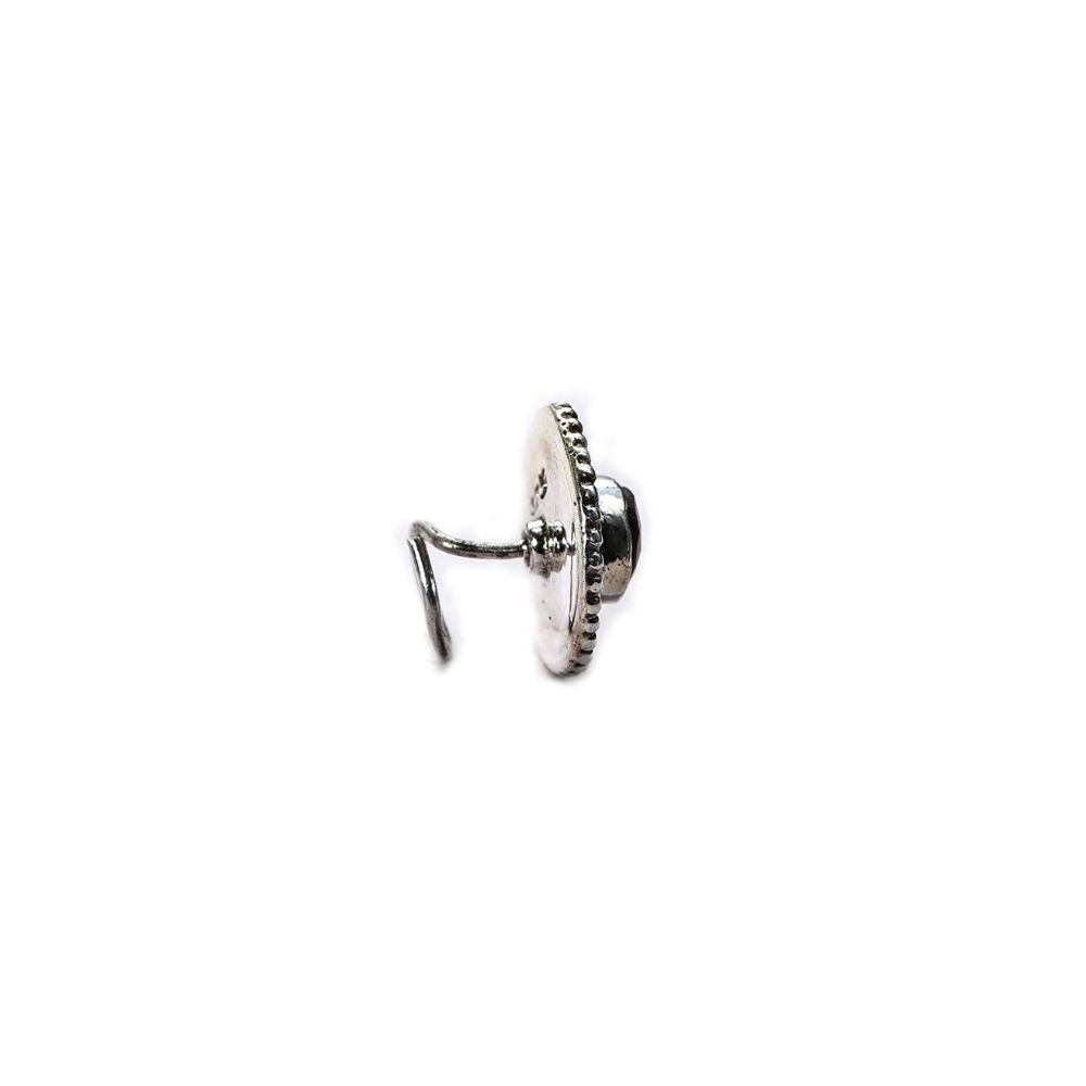 JSAJ Stone Nose Pin Wire Nose Pin in Pure 92.5 Sterling Silver
