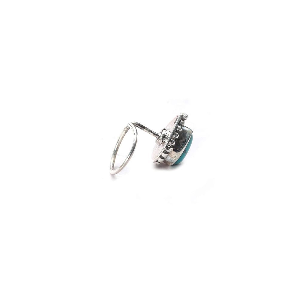 JSAJ Stone Nose Pin Wire Nose Pin in Pure 92.5 Sterling Silver