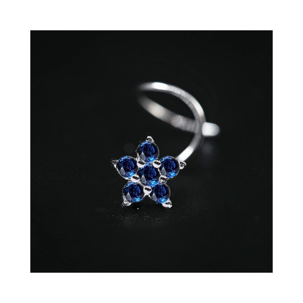 JSAJ Stone Nose Pin Wire Nose Pin in Pure 92.5 Sterling Silver