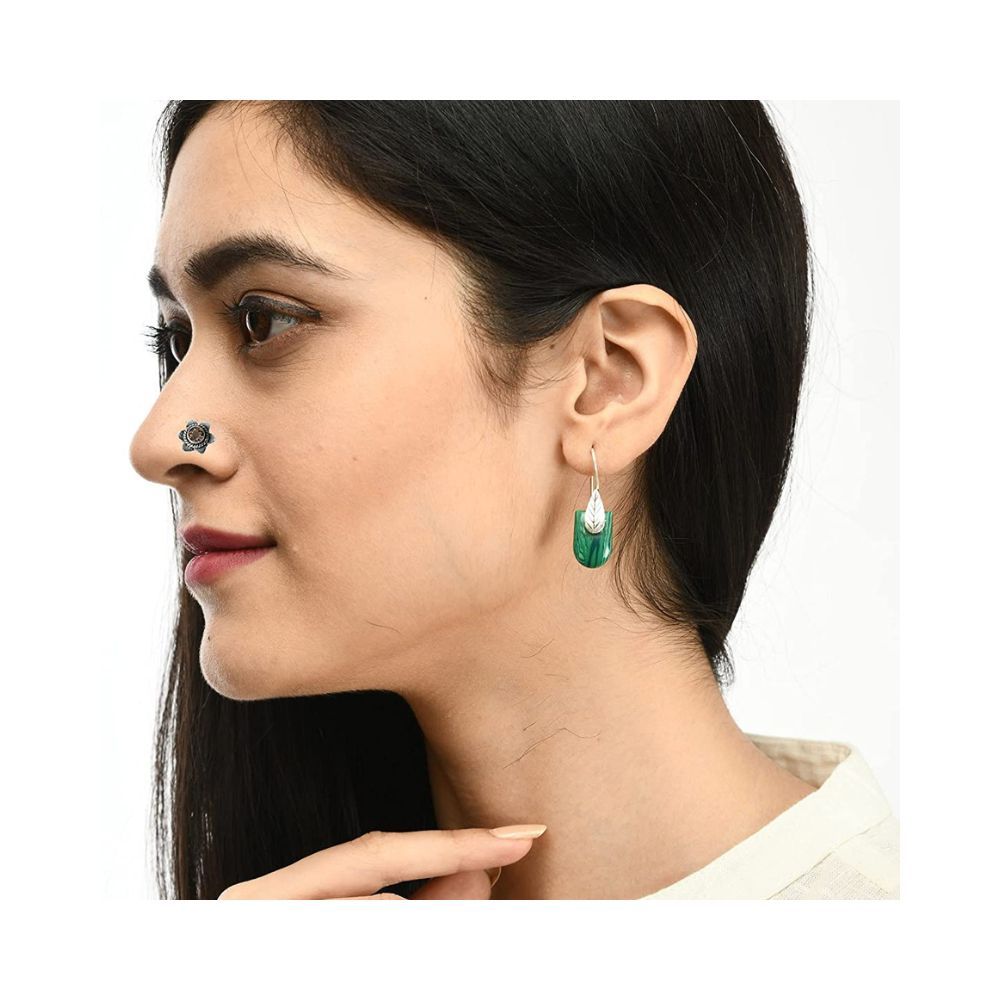 JSAJ Stone Nose Pin Wire Nose Pin in Pure 92.5 Sterling Silver