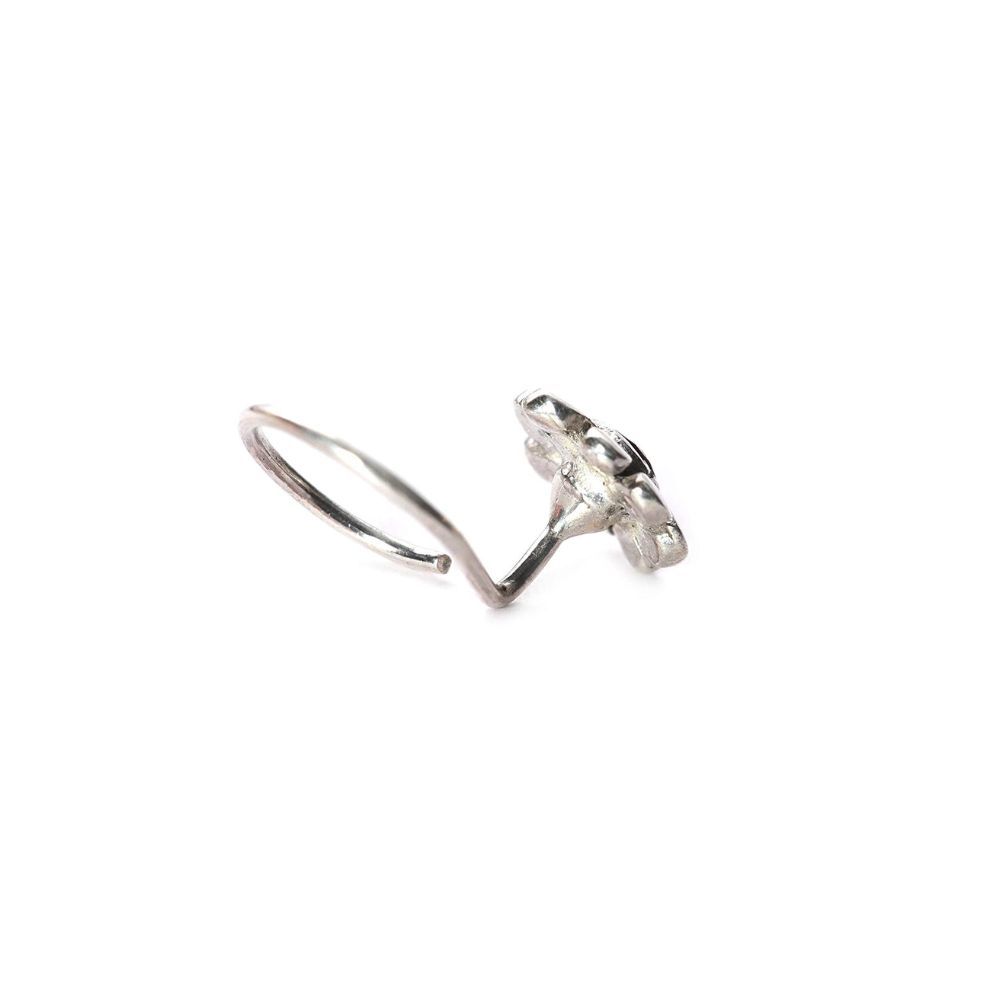 JSAJ Stone Nose Pin Wire Nose Pin in Pure 92.5 Sterling Silver