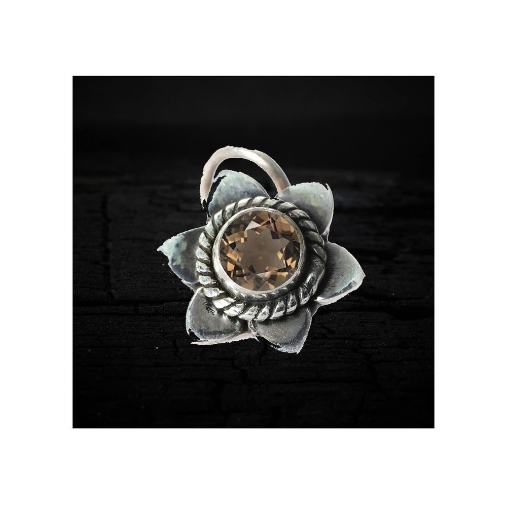 JSAJ Stone Nose Pin Wire Nose Pin in Pure 92.5 Sterling Silver
