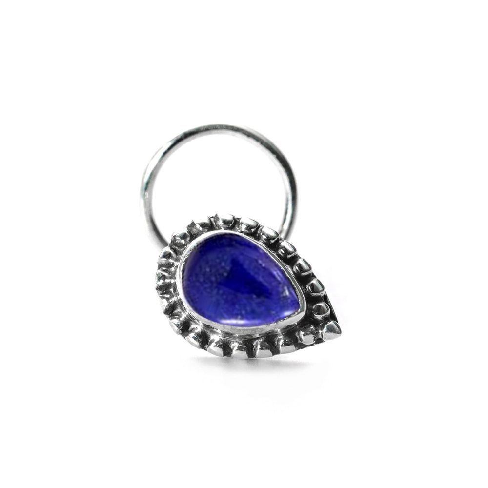 JSAJ Stone Nose Pin Wire Nose Pin in Pure 92.5 Sterling Silver