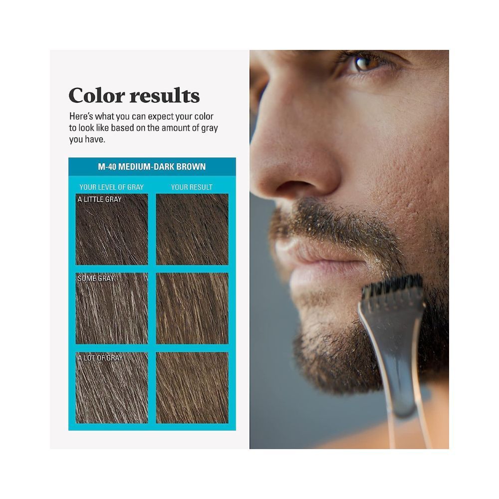 Just For Men Brush-In Color Gel Mustache & Beard Color, 72.6g (Pack of 3) - Medium-Dark Brown M-40