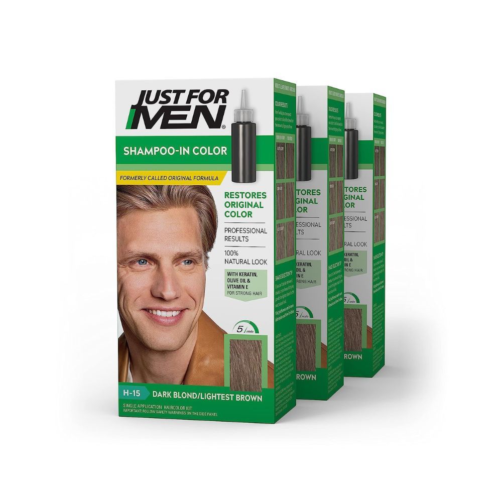 Just for Men Shampoo-In Hair Color Dark Blond/Lightest Brown H-15 1 application (Pack of 3)