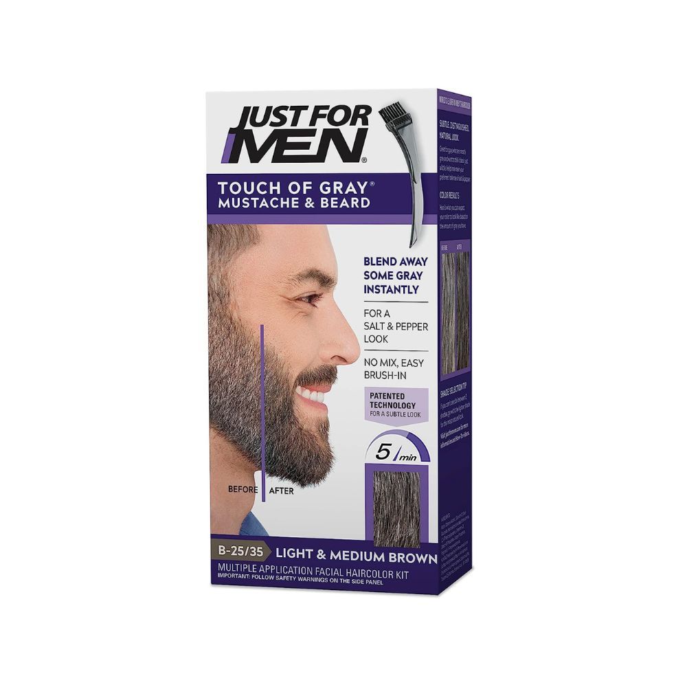 Just for Men Touch of Gray Hair Color Mustache and Beard Color, 54.4g - Light to Medium Brown