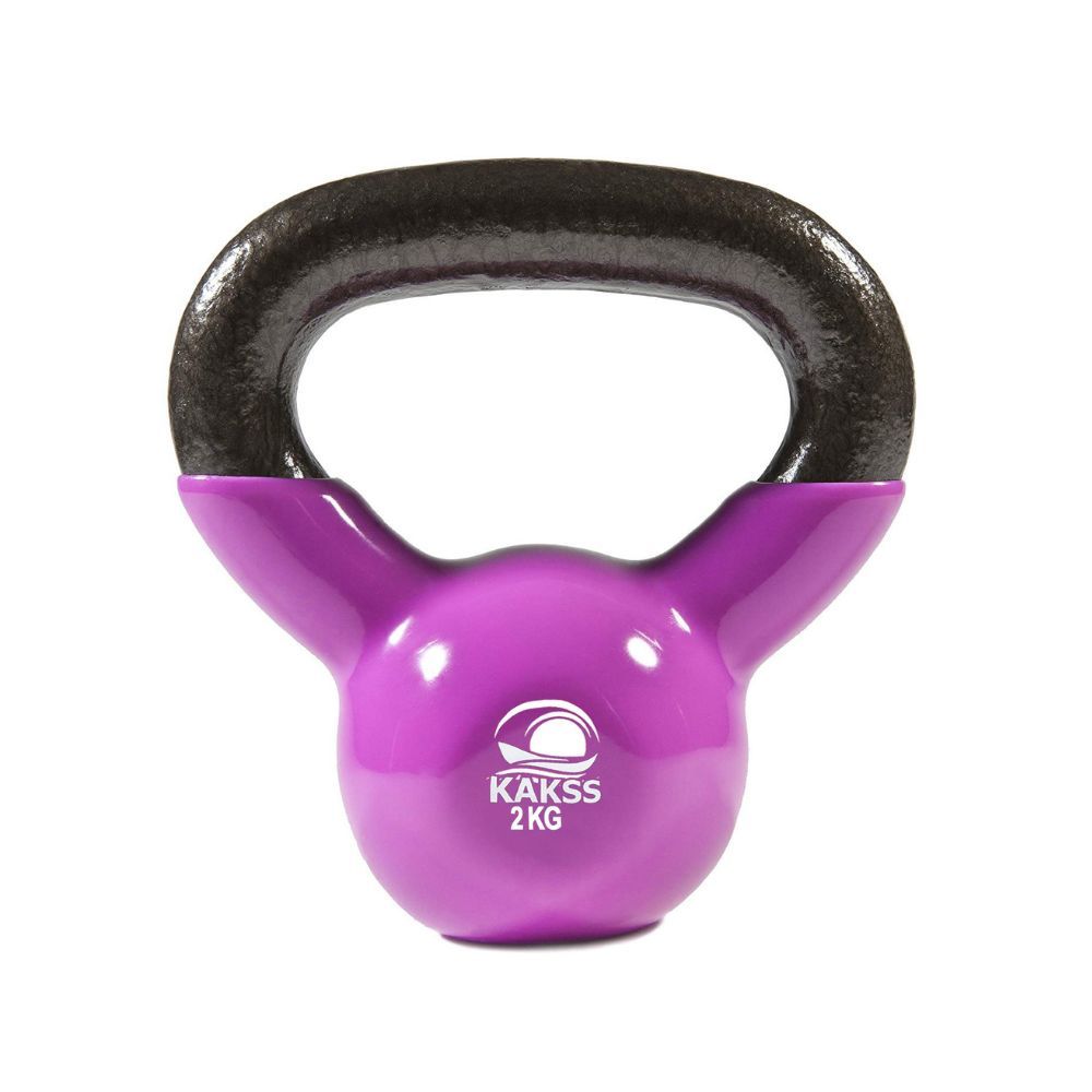 Kakss Vinyl half coating Kettle Bell for Gym & Workout (2 KG (Purple))