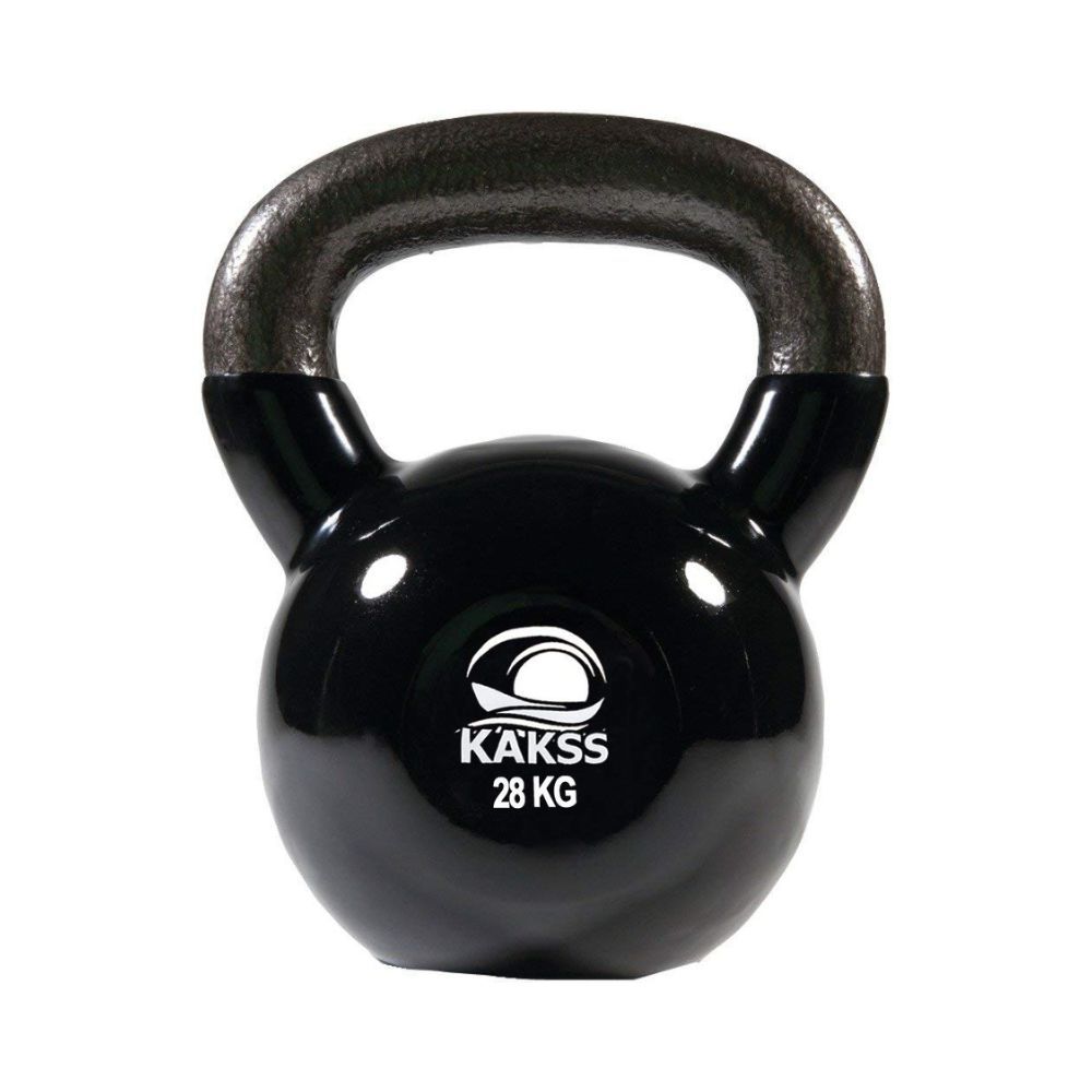 Kakss Vinyl half coating Kettle Bell for Gym & Workout (28 KG (Black))