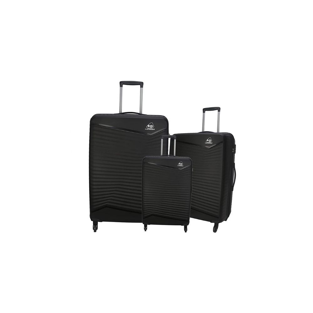 KAMILIANT by AMERICAN TOURISTER Polypropylene 4w Hardsided Cabin Check-in Strolly Luggage (Dark Black, Small/55cm, Medium/65cm and Large/78cm)