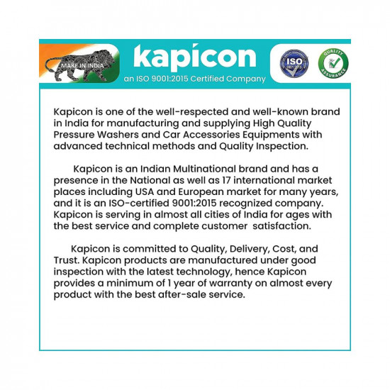 Kapicon KP-30 | Max Pressure 135-160 bar | Flow Rate - 5.5 LPM | 7 m Hose Pipe for Cleaning Homes, Cars, Bikes, Garden with Multiple Accessories
