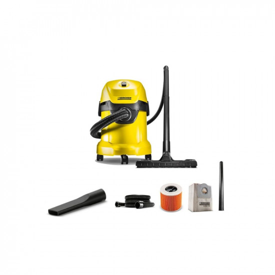 KARCHER Wd3 Eu Wet&Dry Vacuum Cleaner,1000 Watts Powerful Suction,17 L Capacity,Blower Function,Easy Filter Removal For Home&Garden Cleaning (Yellow/Black),17 Liter,Cartridge