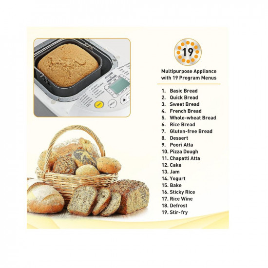 Kent Atta and Bread Maker for Home, Fully Automatic With 19 Pre-set Menu, 550w 16010 (Steel Grey)