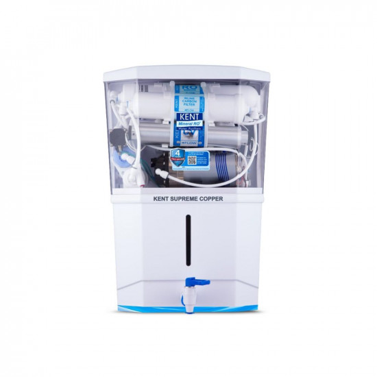 KENT Supreme Copper RO Water Purifier (11133) | RO+UV+UF+Copper+TDS Control+UV in Tank | Wall Mountable | Zero Water Wastage| Goodness of Copper |Patented Mineral RO Tech |8L Storage | 20 L/hr Output
