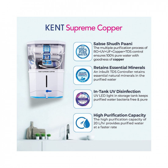 KENT Supreme Copper RO+UV Water Purifier | Goodness of Copper
