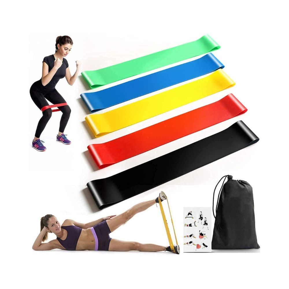 ketmart Unisex Synthetic Rubber Working Out Arms, Legs and Butt-Resistance Exercise Bands Set Physical Therapy, Fitness with 5 Extra Wide Bands
