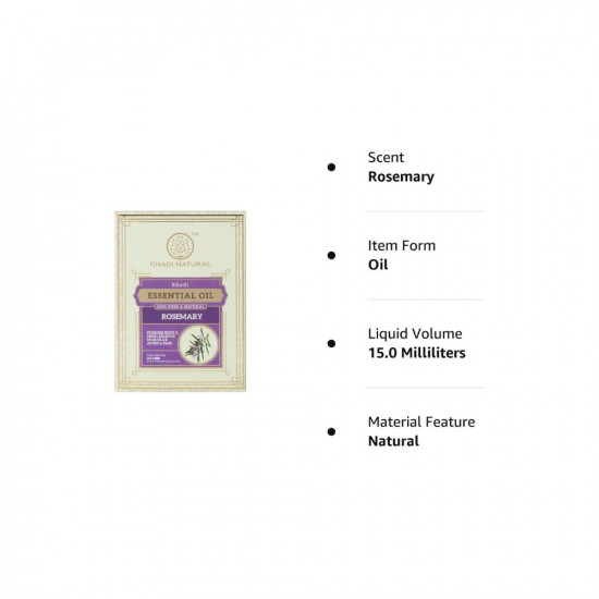 KHADI NATURAL Ayurvedic Rosemary Essential Oil, 15ml|For for Skin, Hair growth