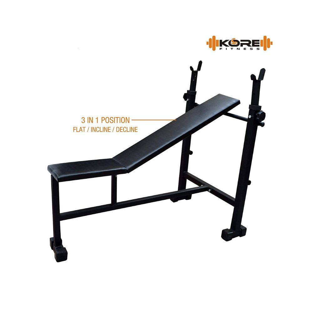 Kore K-3in1-Bench-N1 Decline Gym Bench (Max weight - 200 Kg , Black)