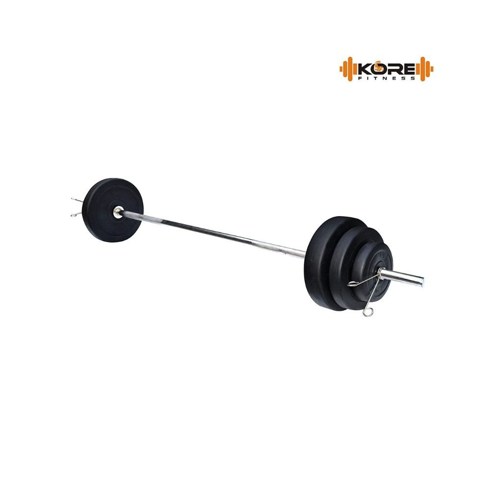 Kore PVC 10-50 Kg Home Gym Set with One 4 Ft Plain and One Pair Dumbbell Rods with Gym Accessories