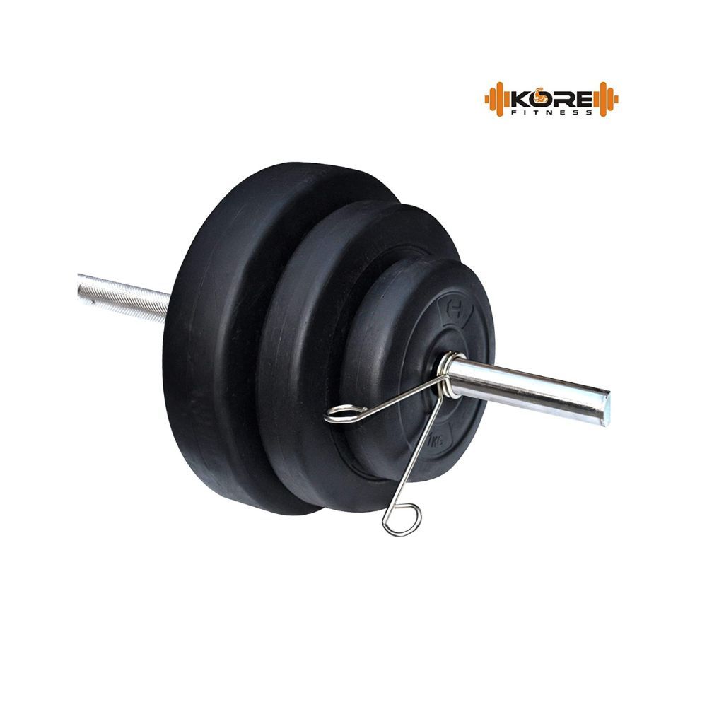 Kore PVC 10-50 Kg Home Gym Set with One 4 Ft Plain and One Pair Dumbbell Rods with Gym Accessories