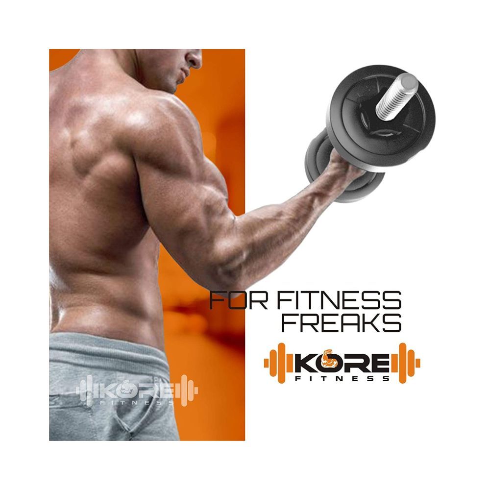Kore PVC 30 Kg Combo 343 with PVC Adjustable Dumbbells Home Gym Kit, Multicolour