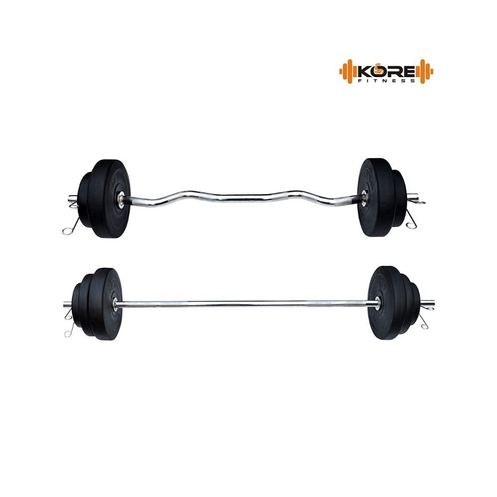 Kore PVC 30 Kg Combo 343 with PVC Adjustable Dumbbells Home Gym Kit, Multicolour