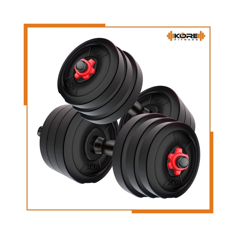 Kore PVC DM 4-40 Kg (Black/Black-Red/3 IN 1 Convertible) Dumbbells Set