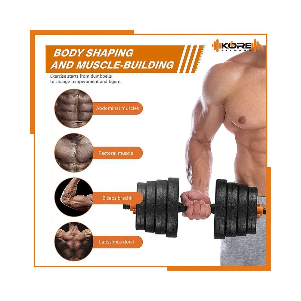 Kore PVC DM 4-40 Kg (Black/Black-Red/3 IN 1 Convertible) Dumbbells Set