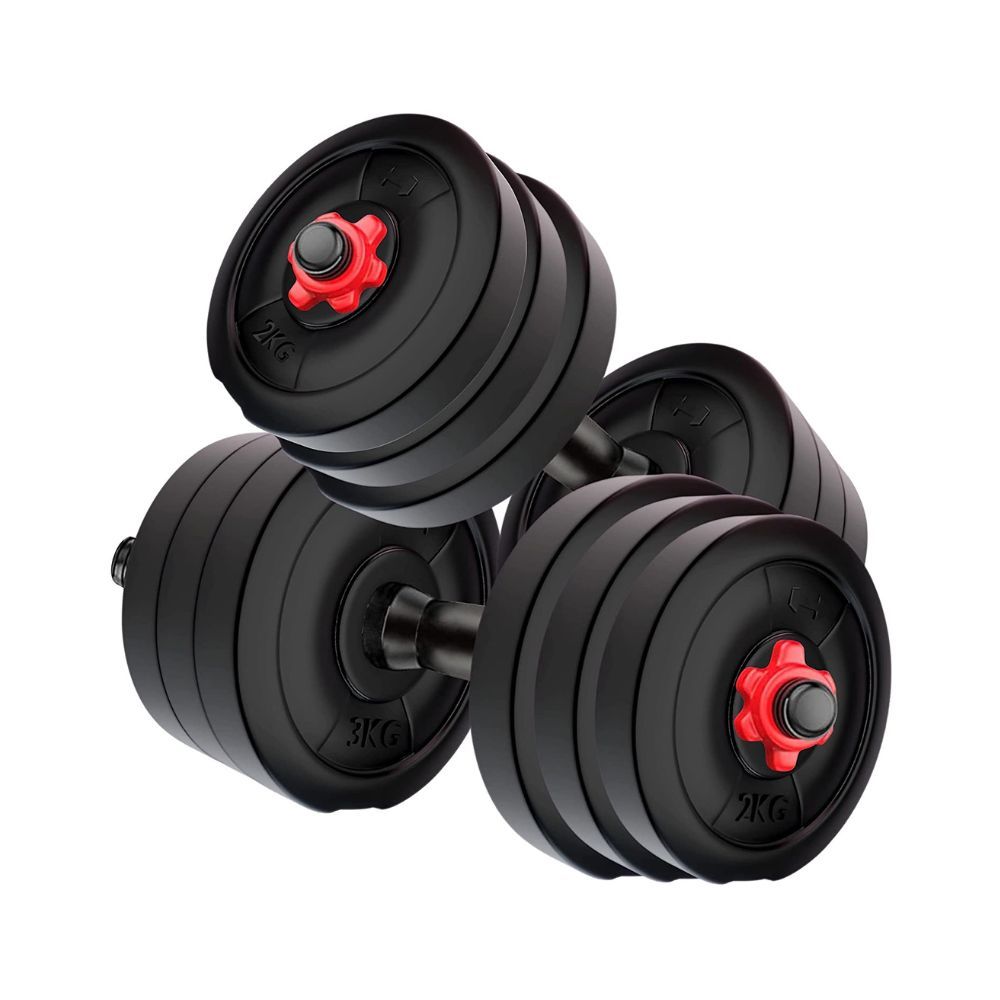 Kore PVC DM 4-40 Kg (Black/Black-Red/3 IN 1 Convertible) Dumbbells Set